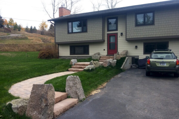 Granite Boulders and Concrete Pavers Landscaping Entry