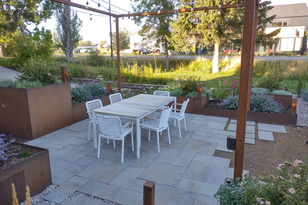 Moyer Dhein - Bozeman landscape designers, Bozeman landscape architects, outdoor living design Bozeman, Bozeman steel planters