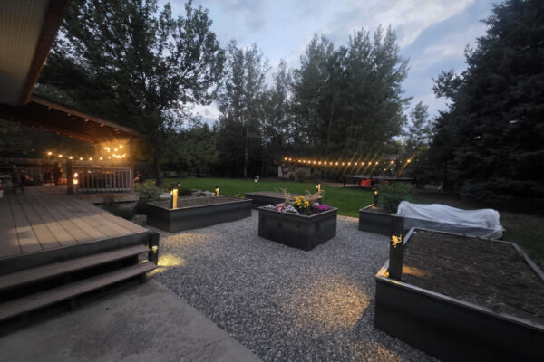 Custom Raised Planters and Outdoor Landscape Lighting in Bozeman Montana Bozeman Landscaping Design