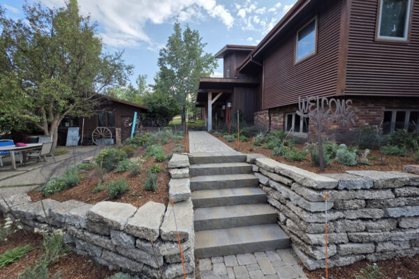 Sustainable Landscaping Design with Reclaimed Concrete And Drught Tolerant Plantings in Bozeman Montana