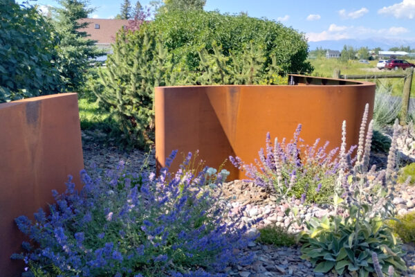 Drought Tolerant Gardens in Gallatin Valley Custom Steel Elements in Gallatin Valley Landscaping Project