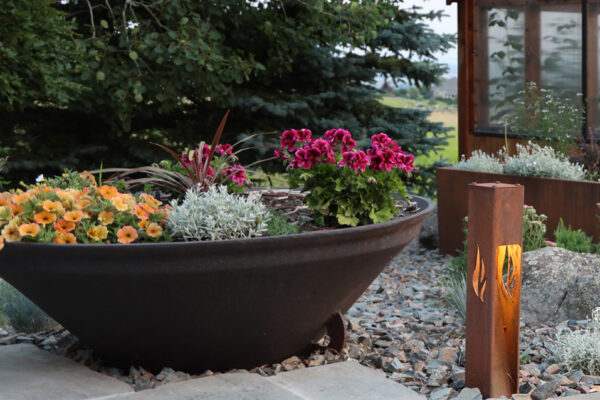 Custom Flower Pots and Landscaping Lighting Design in Bozeman Montana