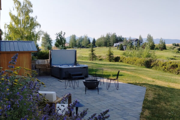 South Bozeman Patio with Fire Pit and Sauna and Hot Tub and Drought Tolerant Landscaping
